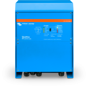 Convertisseur-onduleur-chargeurs VICTRON QUATTRO - 12V, 24V et 48V - 3000VA à 10000VA - 12-3000-120-50-50, 24-3000-70-50-50, 12-5000-220-100-100, 24-5000-120-100-100, 48-5000-70-100-100, 24-8000-200-100-100, 48-8000-110-100-100 et 48-10000-140-100-100